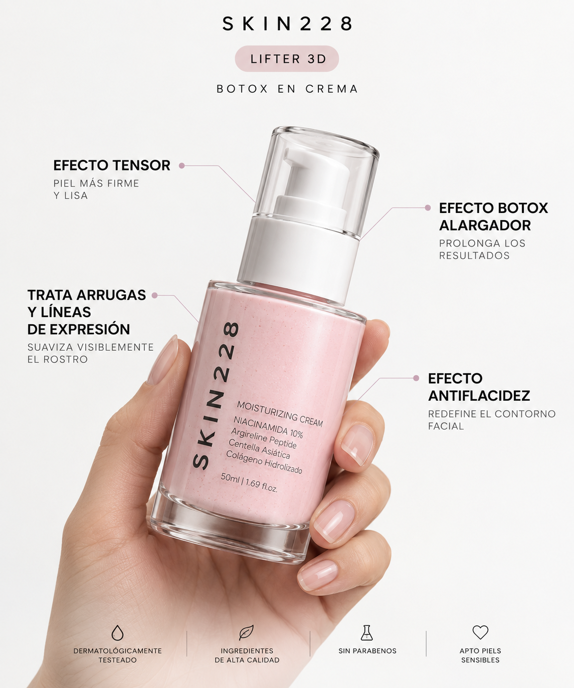 LIFTER 3D – Crema Tensora Efecto Botox, Antiarrugas, Antiflacidez y Reafirmante